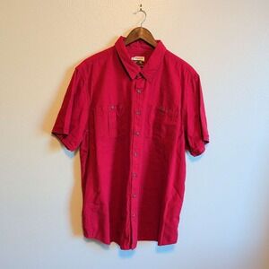 Magellan Outdoors Button Down Shirt Mens 2XL Red Short Sleeve Classic Fit Cotton